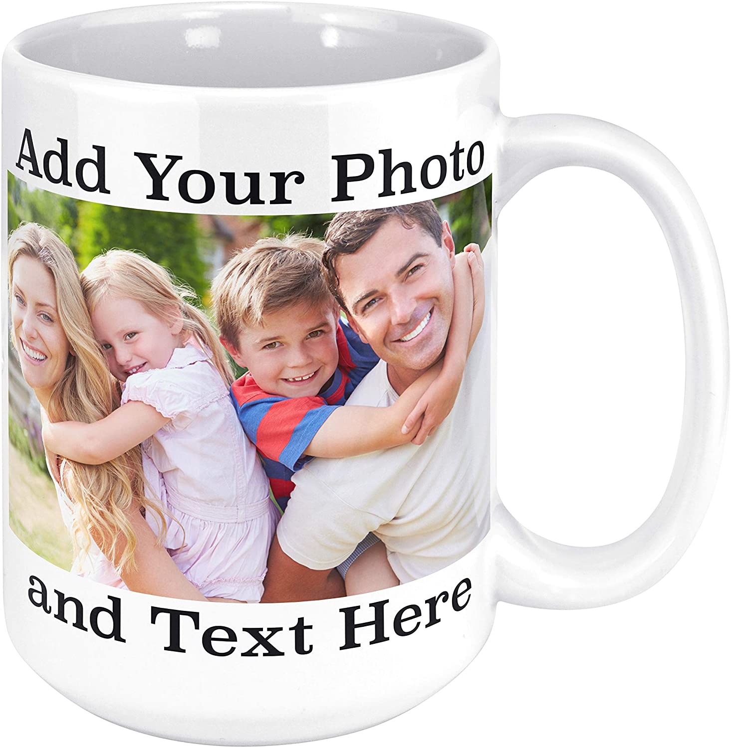 Custom Photo Coffee Mugs, 15 oz. Personalized Mugs w/Picture, Text, Name - Personalized Gifts for V Day, Boyfriend, Girlfriend, Parents, Office, Christmas Gifts, Custom Mug, Taza Personalizadas